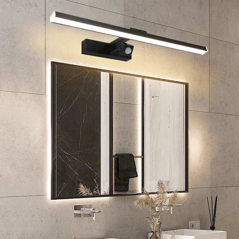Linear Shape Metal Vanity Light Modern Style 1 Light Vanity Light Fixture in Black
