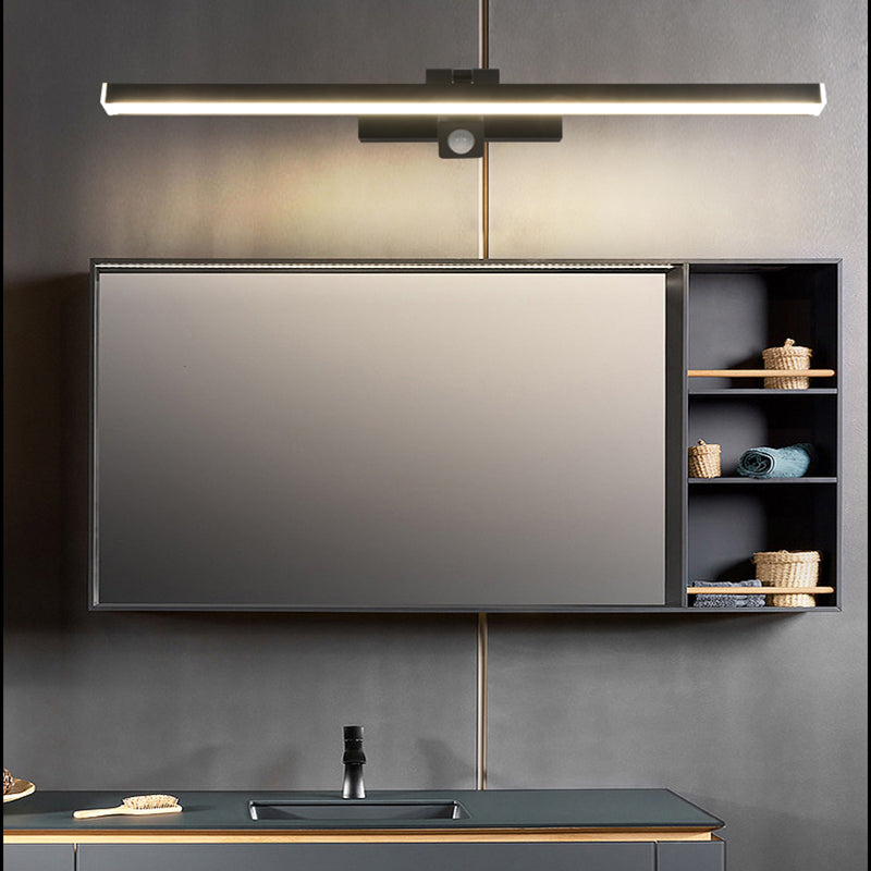 Linear Shape Metal Vanity Light Modern Style 1 Light Vanity Light Fixture in Black