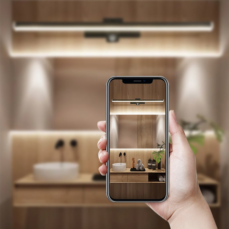 Linear Shape Metal Vanity Light Modern Style 1 Light Vanity Light Fixture in Black