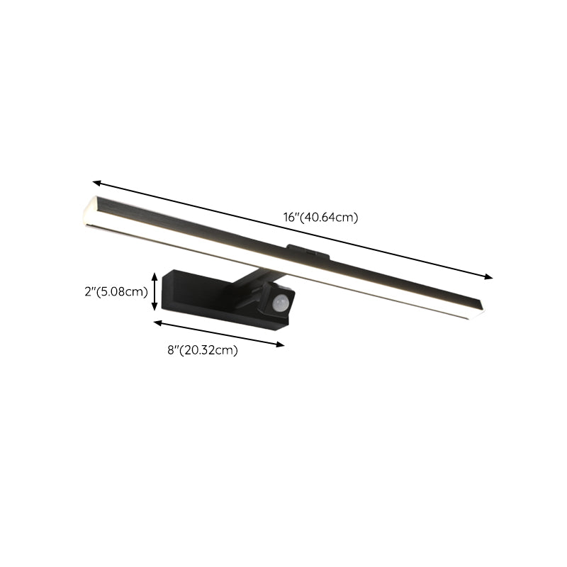 Linear Shape Metal Vanity Light Modern Style 1 Light Vanity Light Fixture in Black