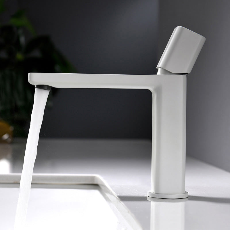 Modern Knob Handle Sink Faucet White Brass Bathroom Sink Faucet