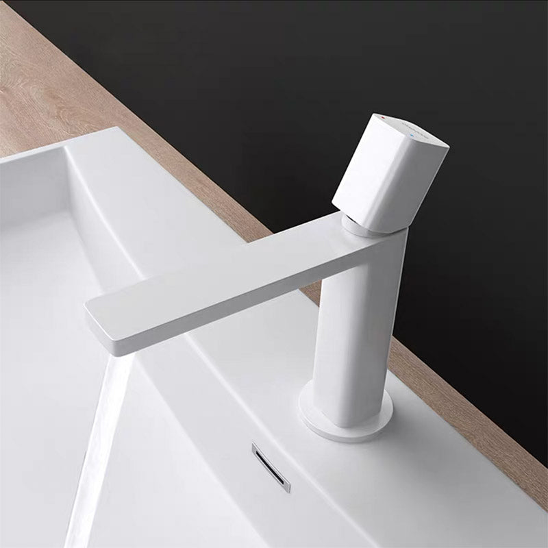 Modern Knob Handle Sink Faucet White Brass Bathroom Sink Faucet