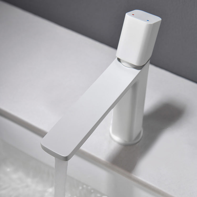 Modern Knob Handle Sink Faucet White Brass Bathroom Sink Faucet
