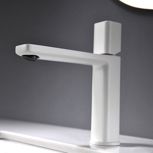 Modern Knob Handle Sink Faucet White Brass Bathroom Sink Faucet