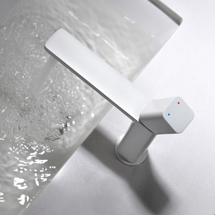 Modern Knob Handle Sink Faucet White Brass Bathroom Sink Faucet