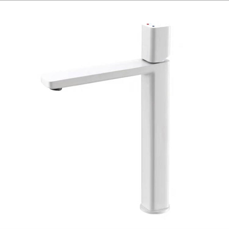 Modern Knob Handle Sink Faucet White Brass Bathroom Sink Faucet