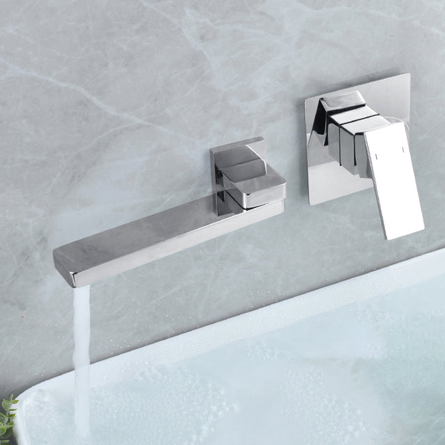 Modern Bathroom Sink Faucet Metal Widespread Wall Mounted Sink Faucet
