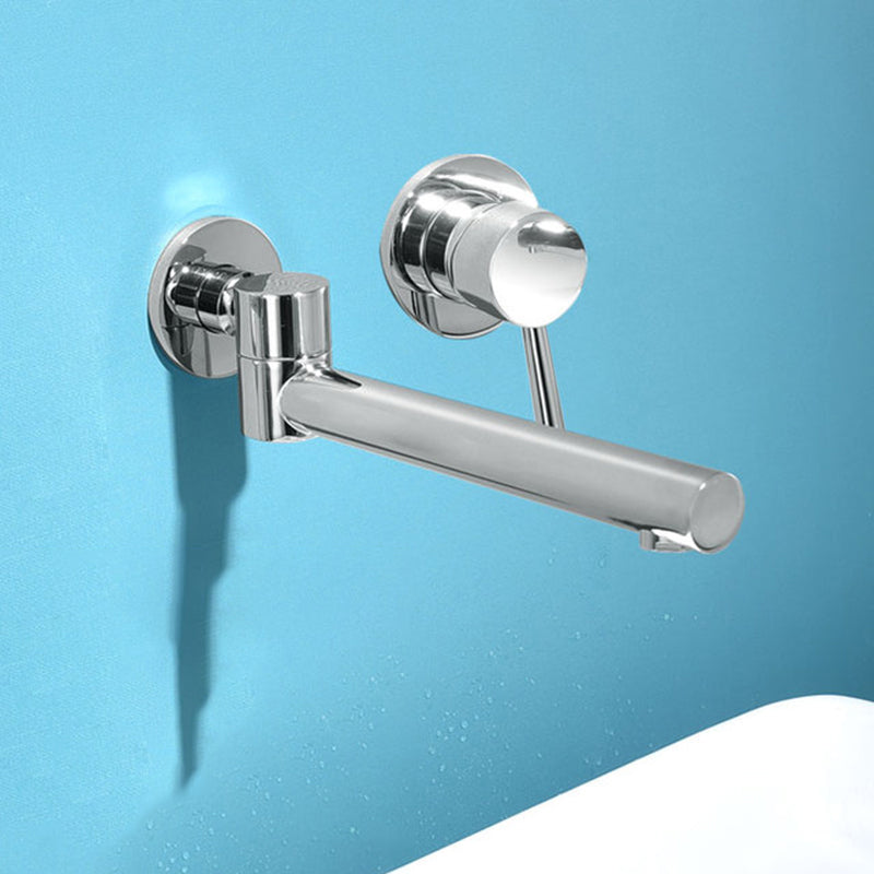 Modern Bathroom Sink Faucet Metal Widespread Wall Mounted Sink Faucet