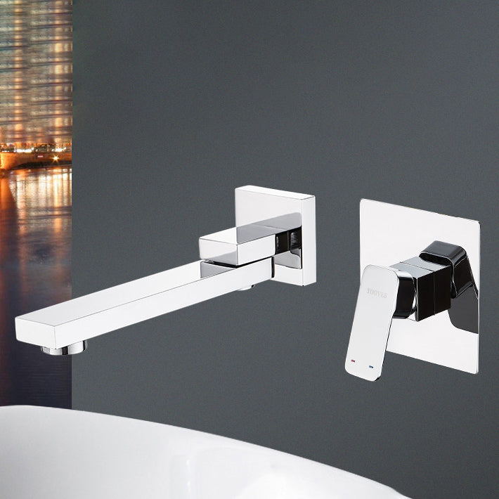 Modern Bathroom Sink Faucet Metal Widespread Wall Mounted Sink Faucet