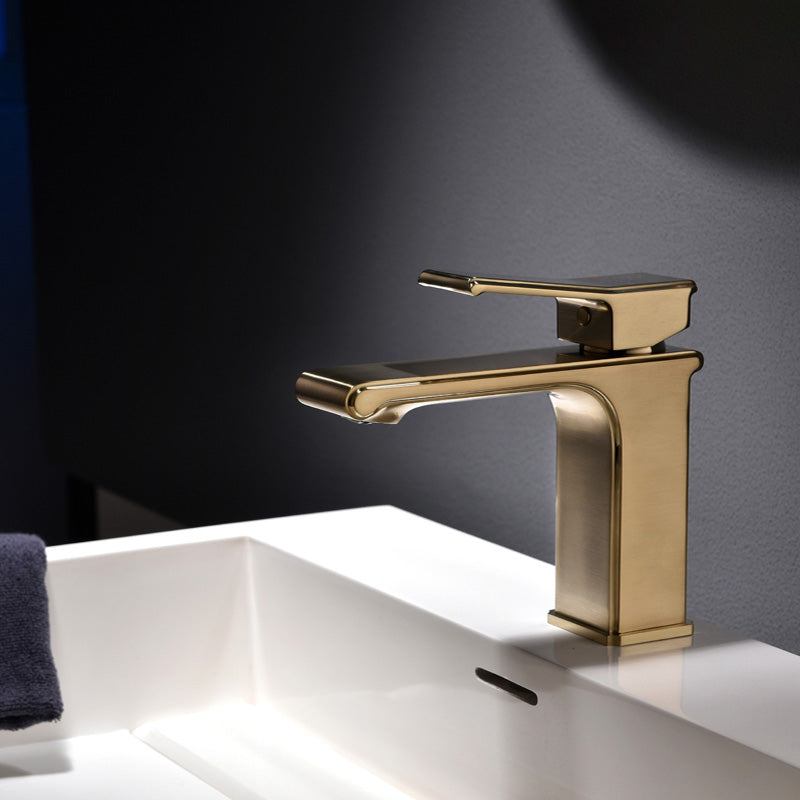 Modern Lever Handles Sink Faucet Chrome Square Bathroom Sink Faucet