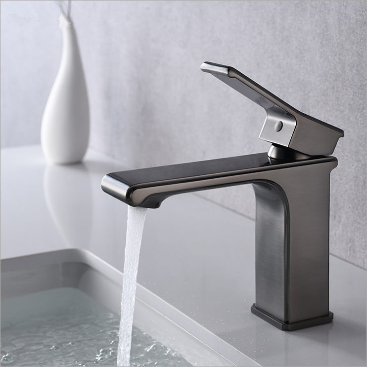 Modern Lever Handles Sink Faucet Chrome Square Bathroom Sink Faucet
