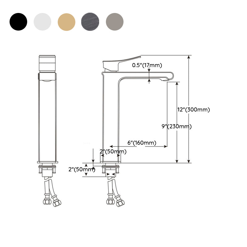Modern Lever Handles Sink Faucet Chrome Square Bathroom Sink Faucet