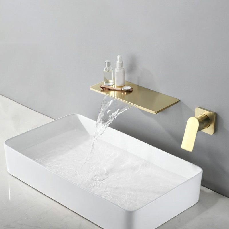 Modern Wall Mounted Bathroom Faucet Waterfall Spout Vessel Sink Faucet