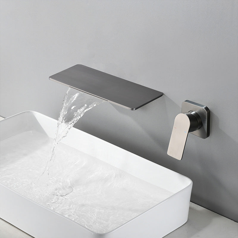 Modern Wall Mounted Bathroom Faucet Waterfall Spout Vessel Sink Faucet