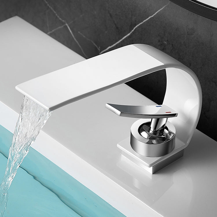 Bathroom Faucet Brass Waterfall Spout Lever Handle Washroom Sink Faucet