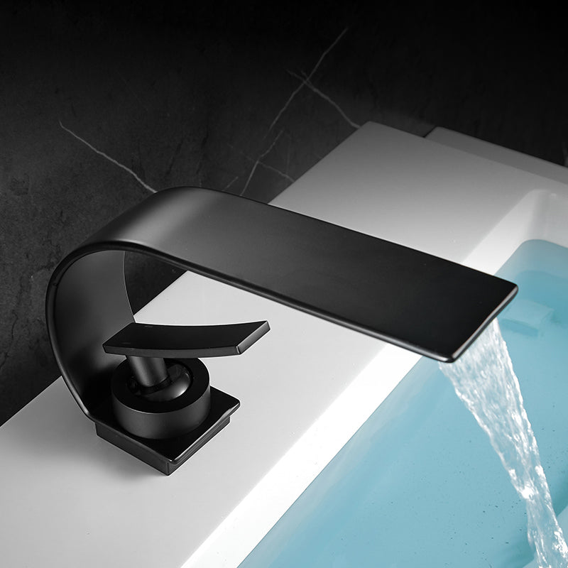 Bathroom Faucet Brass Waterfall Spout Lever Handle Washroom Sink Faucet