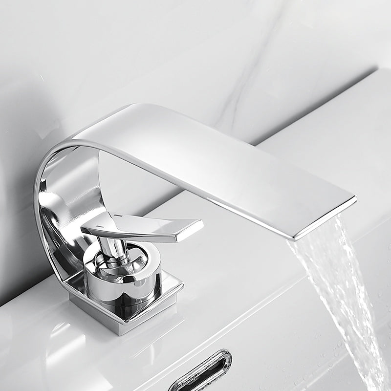 Bathroom Faucet Brass Waterfall Spout Lever Handle Washroom Sink Faucet