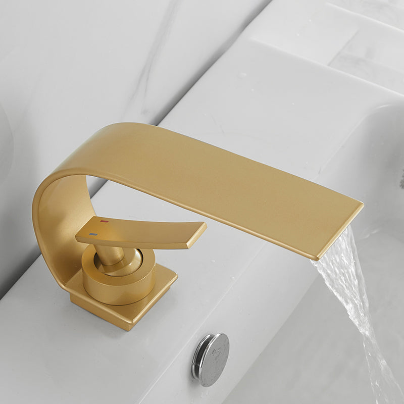 Bathroom Faucet Brass Waterfall Spout Lever Handle Washroom Sink Faucet