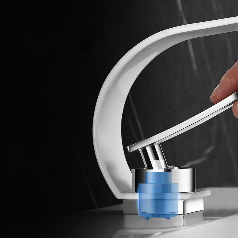 Bathroom Faucet Brass Waterfall Spout Lever Handle Washroom Sink Faucet