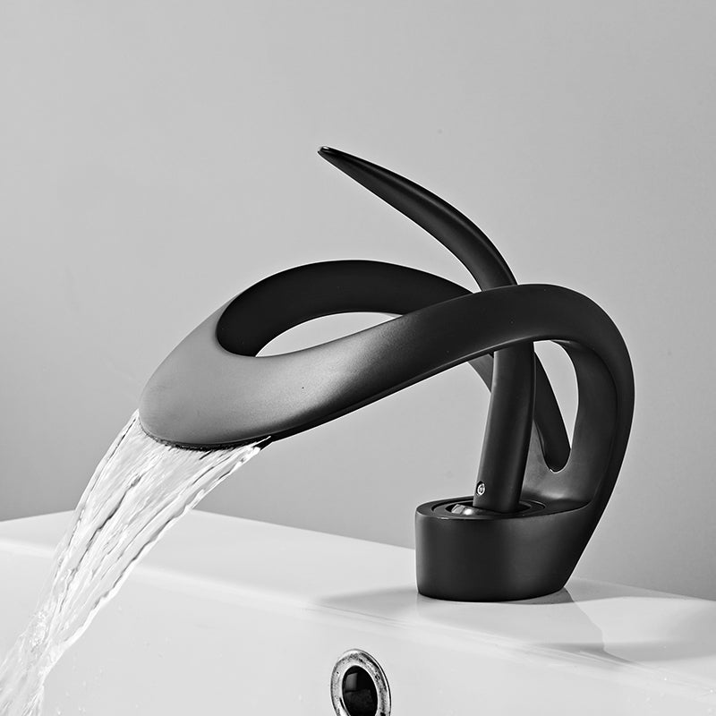 Unique Moedern Faucet Bathroom Lever Handle Waterfall Spout Faucet