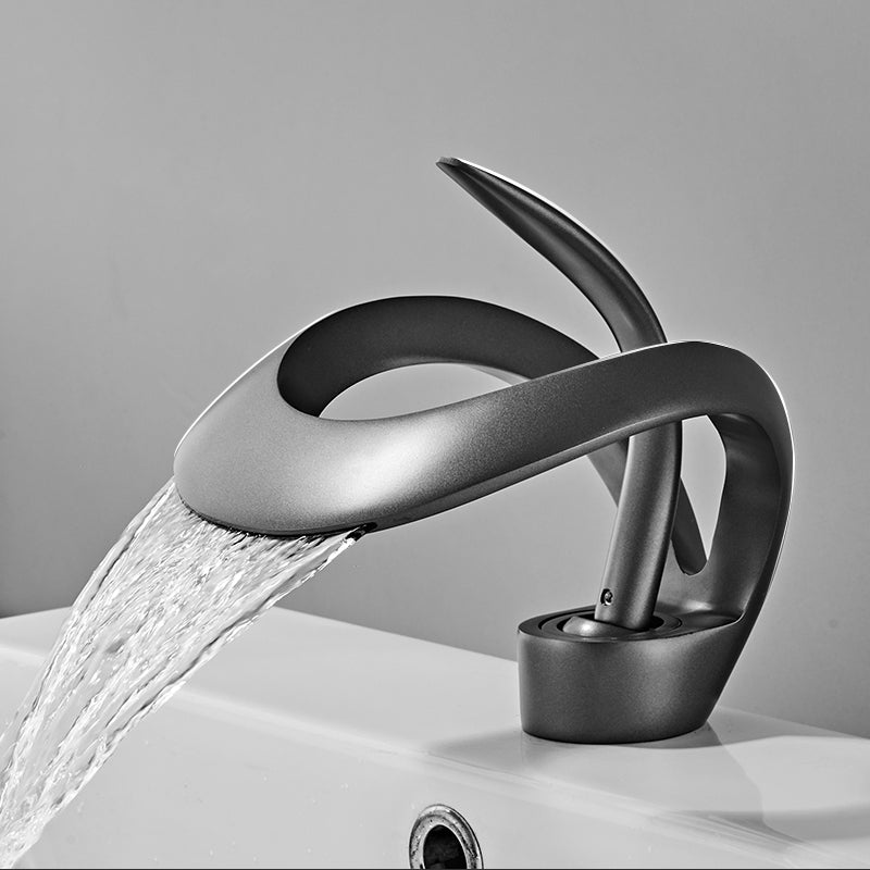 Unique Moedern Faucet Bathroom Lever Handle Waterfall Spout Faucet