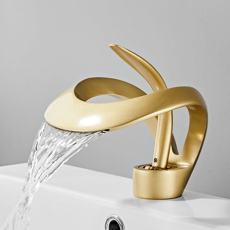 Unique Moedern Faucet Bathroom Lever Handle Waterfall Spout Faucet