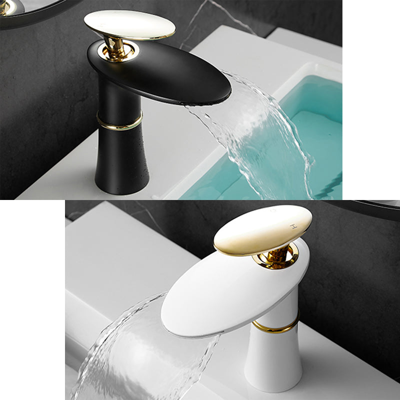 Modern Bathroom Sink Faucet Lever Handle Waterfall Spout Sink Faucet