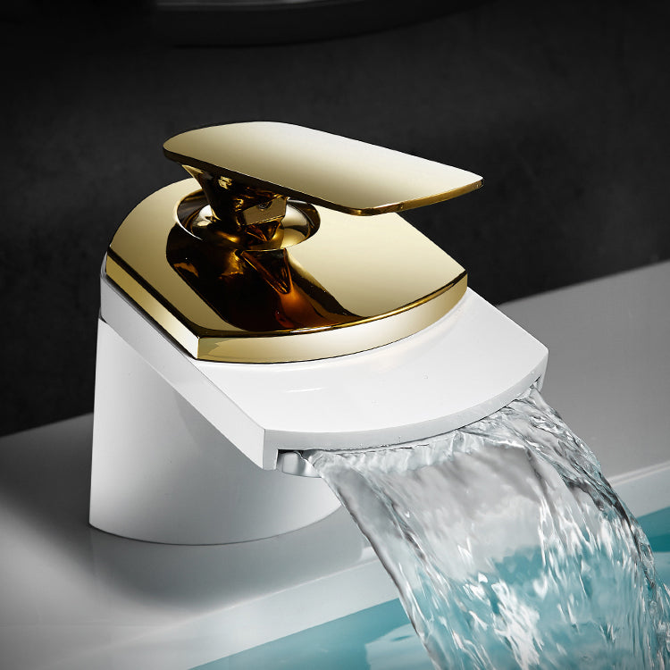 Bathroom Sink Faucet Lever Handle Brass Waterfall Spout Sink Faucet