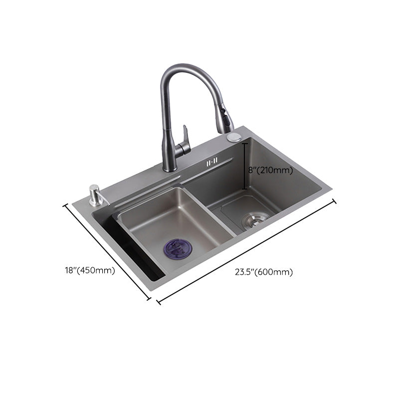 Grey Kitchen Sink Cutting Board Single Bowl Stainless Steel Top-Mount Kitchen Sink