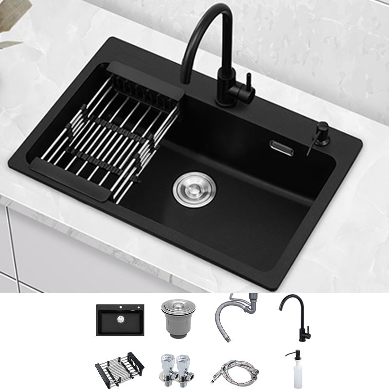 Quartz Kitchen Sink Rectangular Single Bowl Kitchen Sink with Drain Assembly