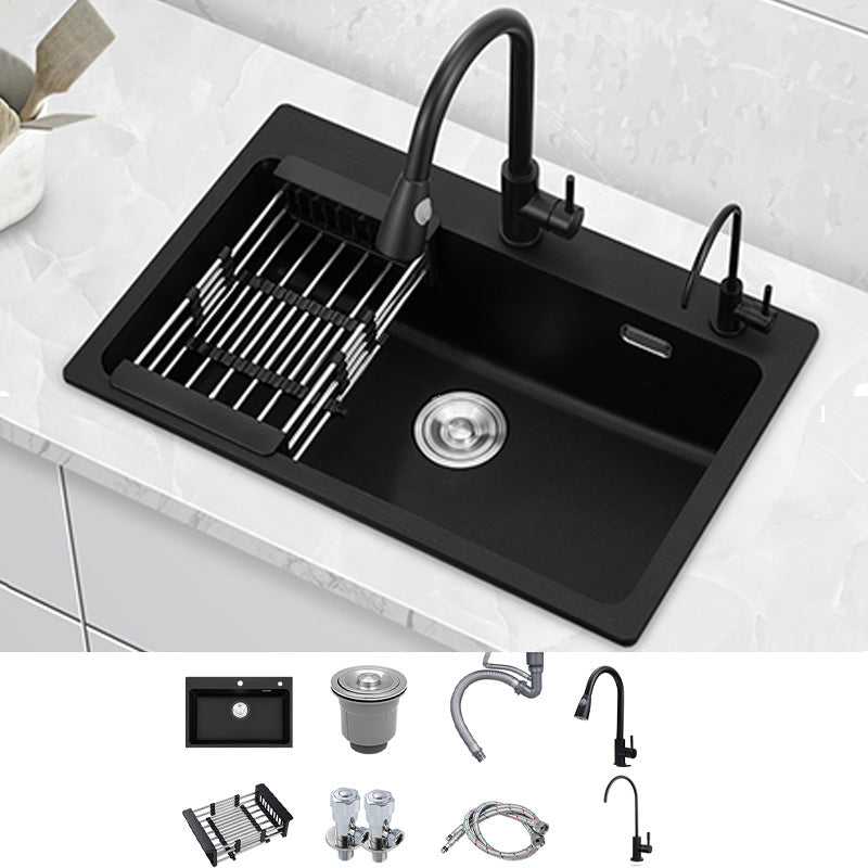 Quartz Kitchen Sink Rectangular Single Bowl Kitchen Sink with Drain Assembly