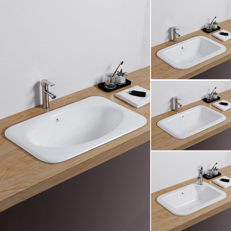 Traditional Square Wash Stand Ceramic Metal Undermount Bathroom Sink