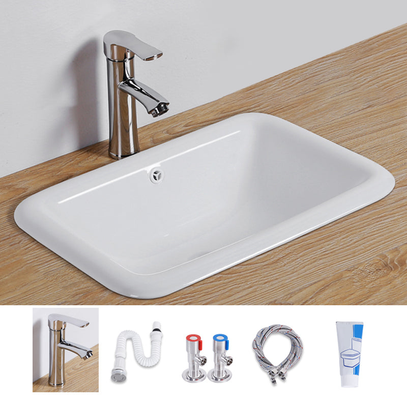 Traditional Square Wash Stand Ceramic Metal Undermount Bathroom Sink