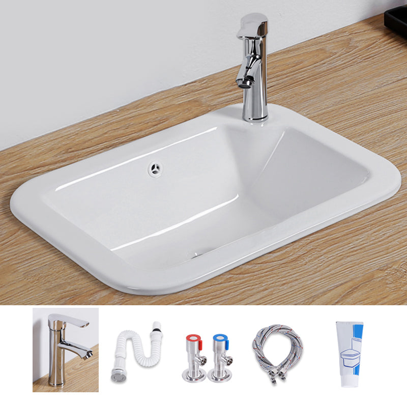 Traditional Square Wash Stand Ceramic Metal Undermount Bathroom Sink