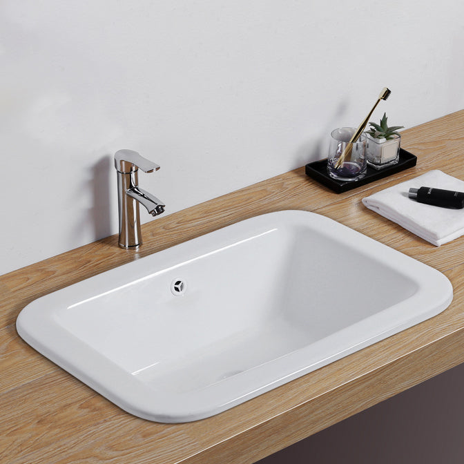 Traditional Square Wash Stand Ceramic Metal Undermount Bathroom Sink