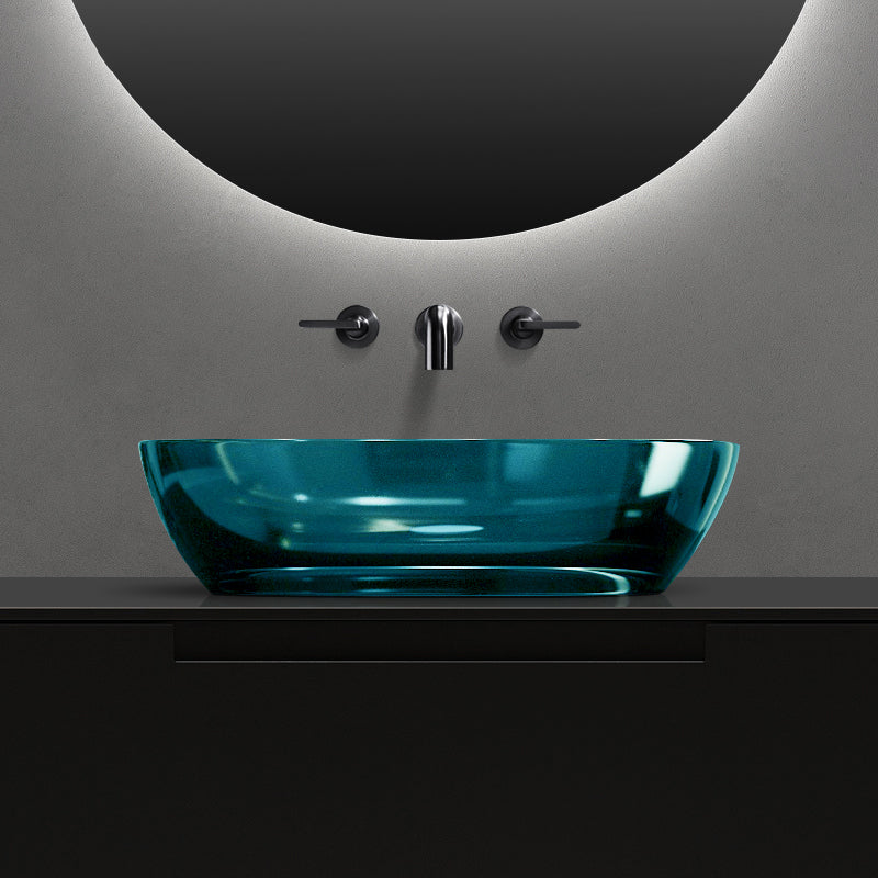 Modern Vessel Bathroom Sink Oval Resin Vessel Lavatory Sink(Not Including Faucet)