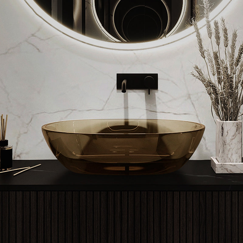 Modern Vessel Bathroom Sink Oval Resin Vessel Lavatory Sink(Not Including Faucet)