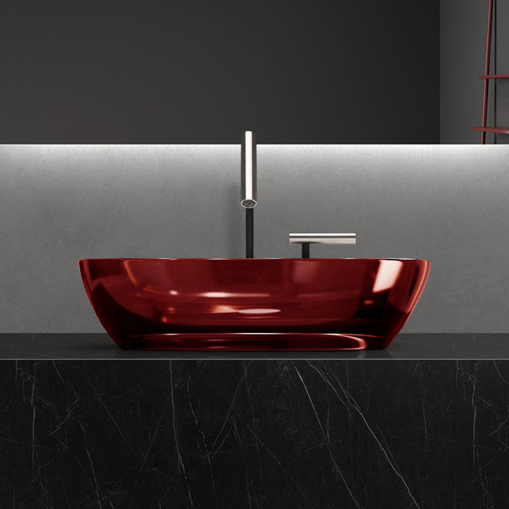 Modern Vessel Bathroom Sink Oval Resin Vessel Lavatory Sink(Not Including Faucet)