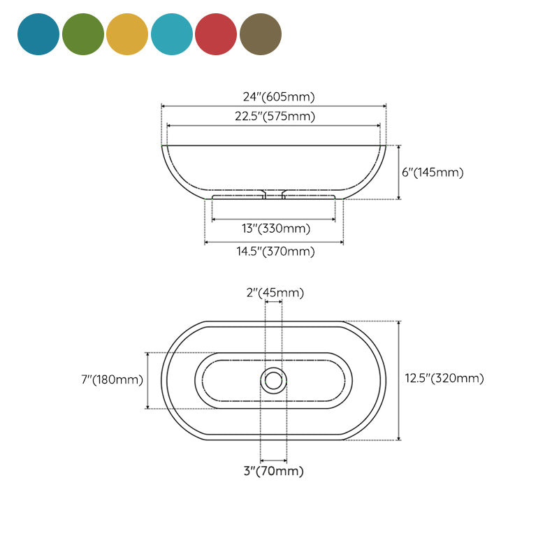 Modern Vessel Bathroom Sink Oval Resin Vessel Lavatory Sink(Not Including Faucet)