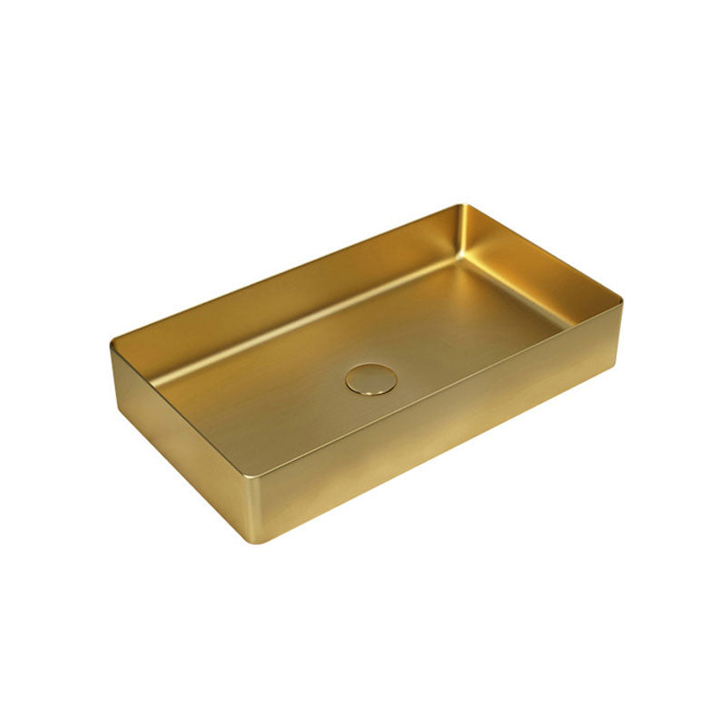 Modern Vessel Bathroom Sink Metal Rectangular with Faucet Vessel Lavatory Sink