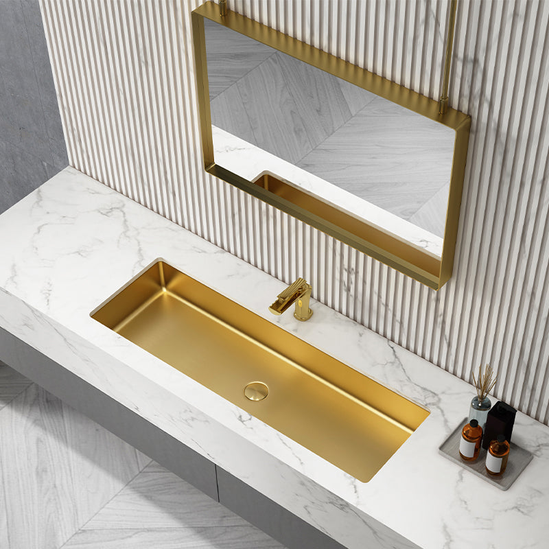Modern Style Bathroom Sink Rectangular Metal Bathroom Sink with Faucet
