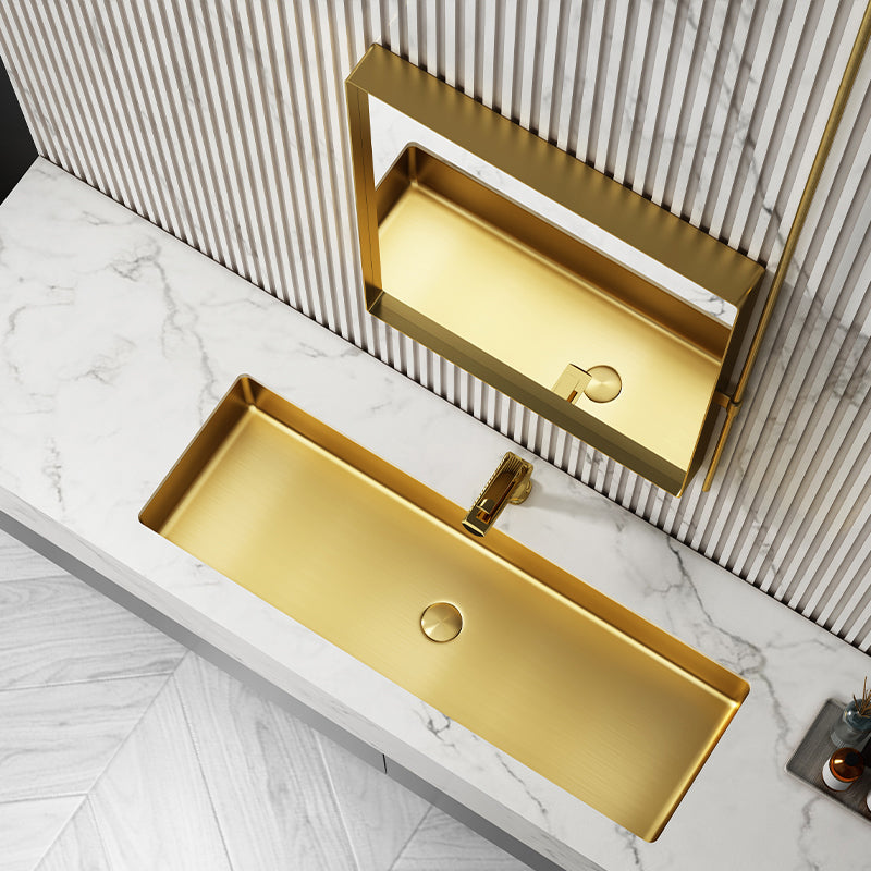 Modern Style Bathroom Sink Rectangular Metal Bathroom Sink with Faucet