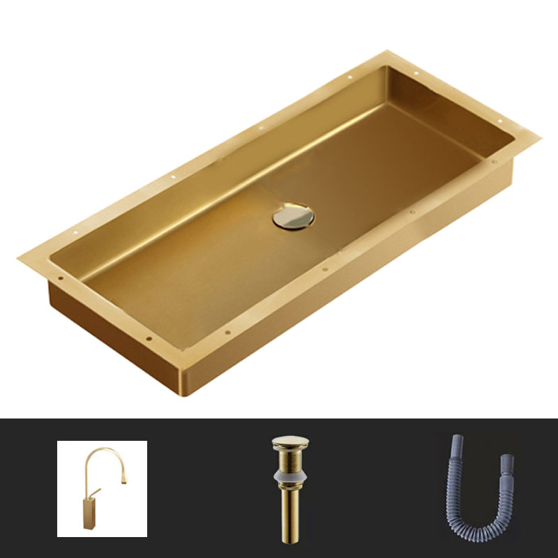 Modern Style Bathroom Sink Rectangular Metal Bathroom Sink with Faucet