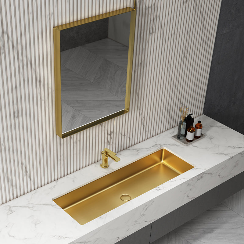 Modern Style Bathroom Sink Rectangular Metal Bathroom Sink with Faucet