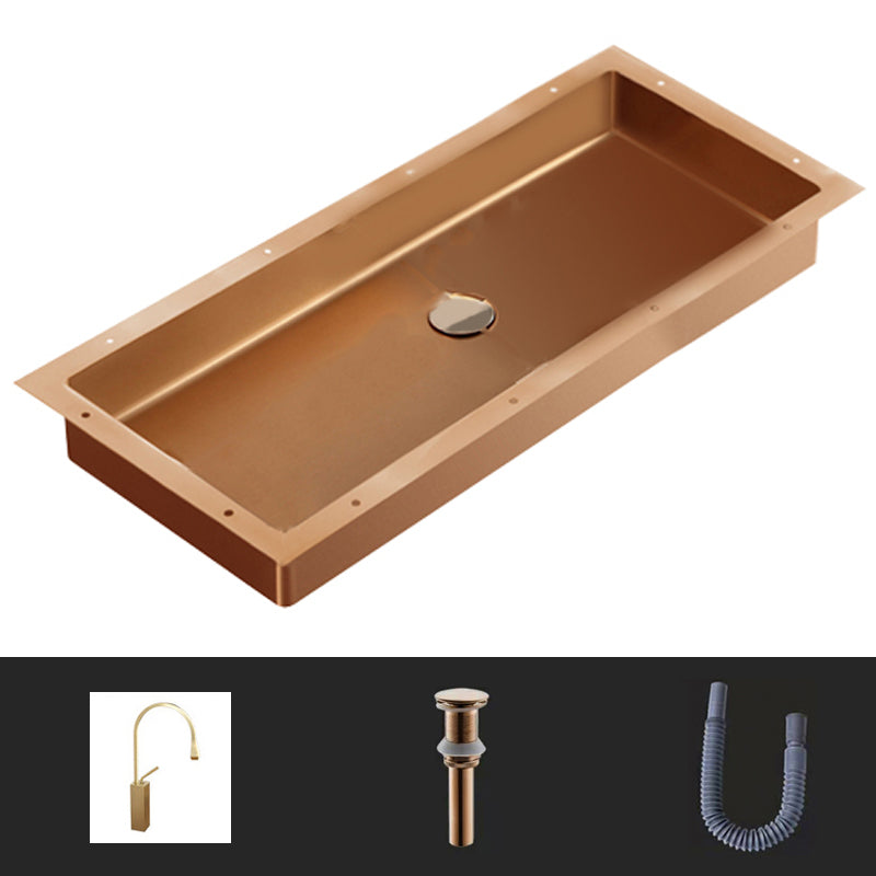 Modern Style Bathroom Sink Rectangular Metal Bathroom Sink with Faucet