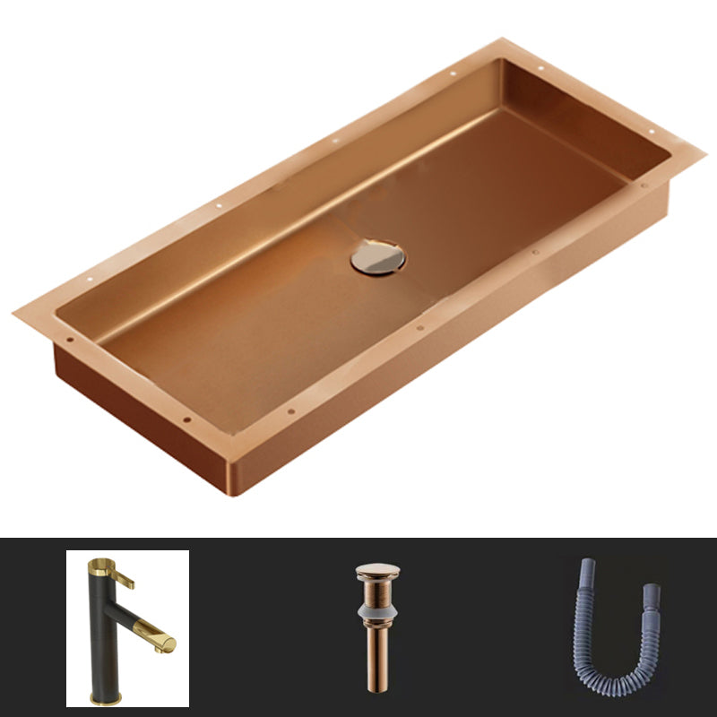 Modern Style Bathroom Sink Rectangular Metal Bathroom Sink with Faucet