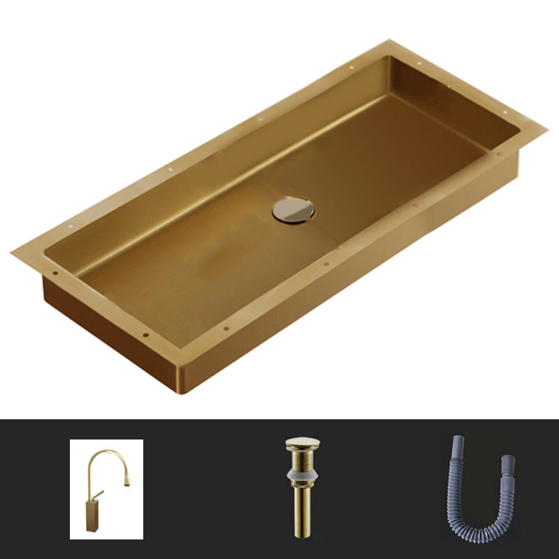 Modern Style Bathroom Sink Rectangular Metal Bathroom Sink with Faucet