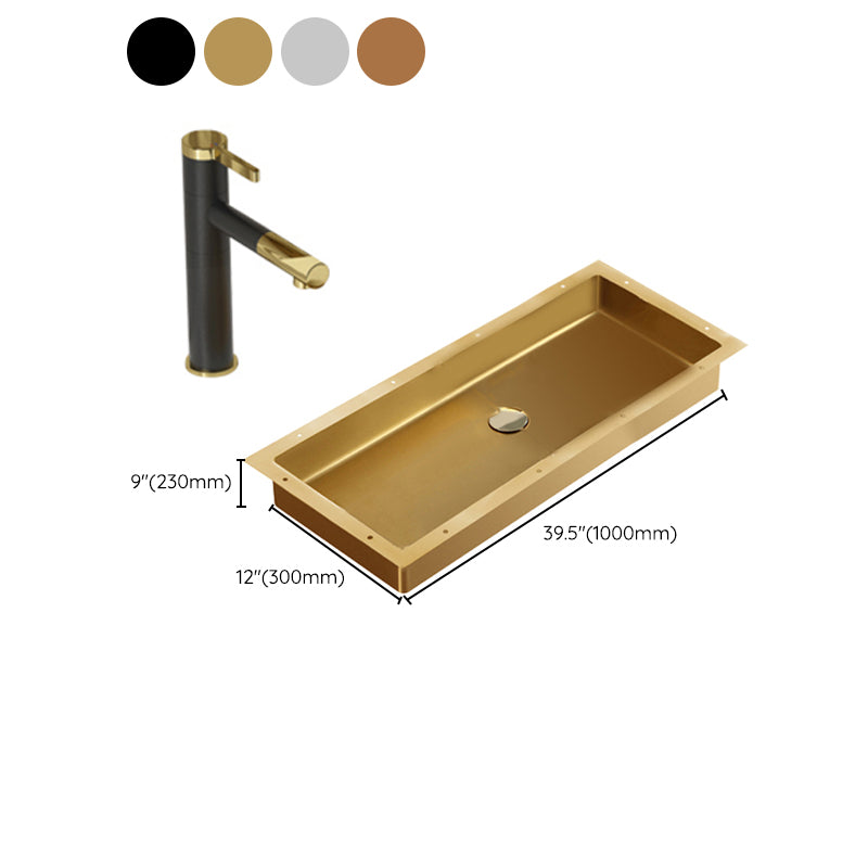 Modern Style Bathroom Sink Rectangular Metal Bathroom Sink with Faucet