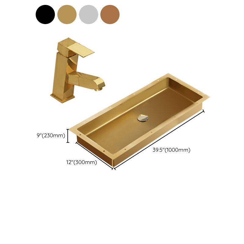 Modern Style Bathroom Sink Rectangular Metal Bathroom Sink with Faucet