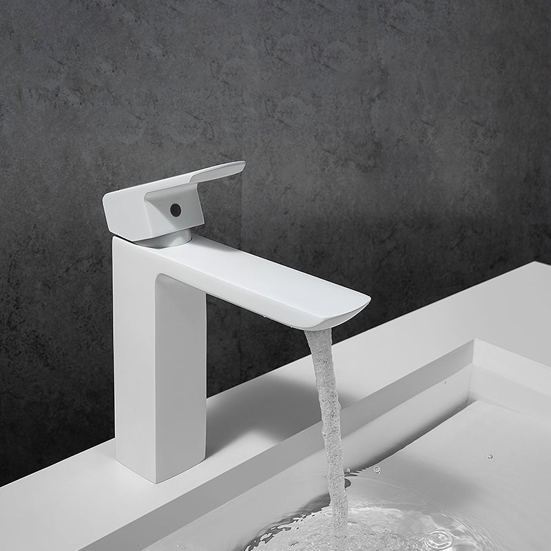 Modern Lever Handles Sink Faucet White Brass Bathroom Sink Faucet